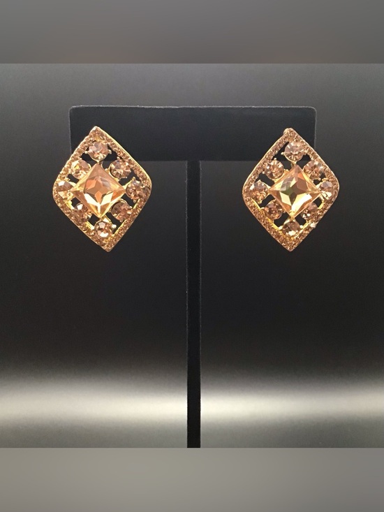 S925 Posts Yellow Rhinestone Earrings - Picture 2 of 2